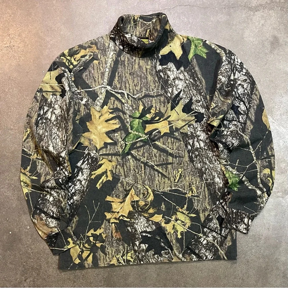 Sasquatch Mossy Oak Breakup Camo Turtleneck Long Sleeve Shirt Hunting Gorpcore - Picture 1 of 9